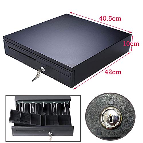 Cajón de dinero en efectivo extraíble bandeja registro hasta insertar monedas, diseño de bloqueo de 3 posiciones con impresora POS RJ11 utilizada con máquinas POS