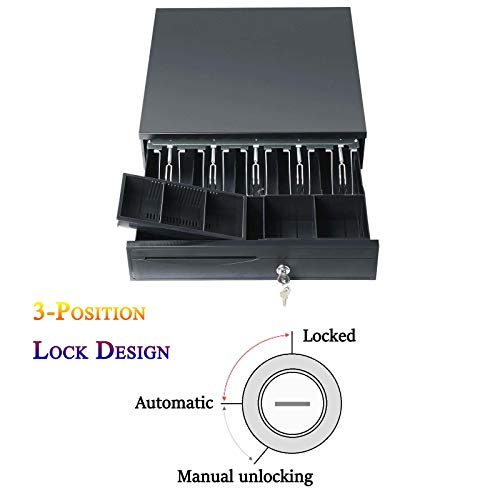 Cajón de dinero resistente para dinero hasta efectivo, 5 billetes, 5 monedas, bandeja extraíble utilizada con máquinas POS