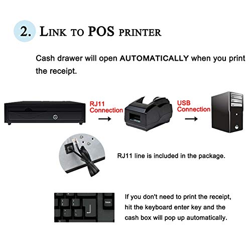 Cajón de dinero resistente para dinero hasta efectivo, 5 billetes, 5 monedas, bandeja extraíble utilizada con máquinas POS