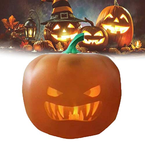 Calabaza Luces con LED Nocturna, Calabaza Lámpara Atmósfera 3 en 1 con Proyector y Altavoz Integrados y Joke para Fiesta Halloween