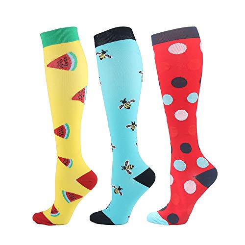 Calcetines-medias de compresión, hombres y mujeres,IDEAL,embarazo, deporte, running, recuperación muscular, jornadas laborales. Tres pares mejoran circulación, dolores(Paquete 1)