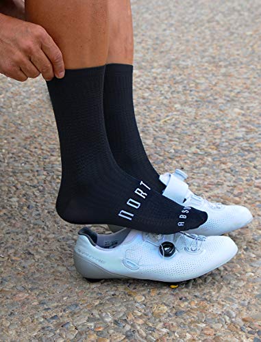 Calcetines Negros para Ciclismo, MTB y Running de Caña Alta para Hombre y Mujer – Absolute Black (L-XL (43-46))