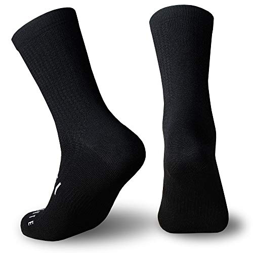 Calcetines Negros para Ciclismo, MTB y Running de Caña Alta para Hombre y Mujer – Absolute Black (L-XL (43-46))