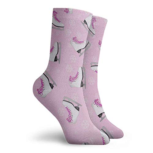 Calcetines transpirables de color rosa para patinaje sobre hielo y copo de nieve, calcetines exóticos y modernos para mujeres y hombres, calcetines deportivos estampados de 11.8 pulgadas