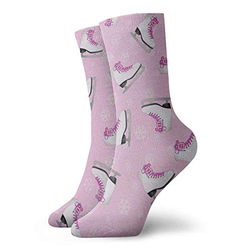Calcetines transpirables de color rosa para patinaje sobre hielo y copo de nieve, calcetines exóticos y modernos para mujeres y hombres, calcetines deportivos estampados de 11.8 pulgadas