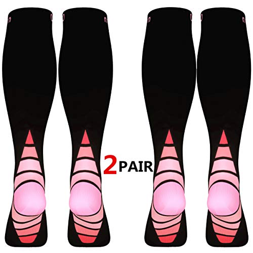 Calcetines/Medias de compresión para Hombres y Mujeres, (2 Pares) Mejor circulación sanguínea, prevenir los coágulos sanguíneos, acelerar la recuperación Best Graduated Athletic Fit para Correr