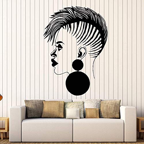 Calcomanía de vinilo para pared de peluquería personal, salón de belleza, mujer africana, pegatina negra para mujer, decoración de ventana de peluquería, A5 42X60cm