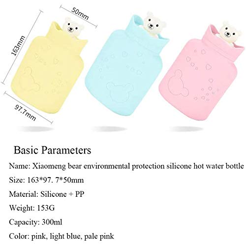 Calefacción Botellas de Agua Caliente con Fundas Tejidas Seguro Duradero Portátil Gel de Sílice Oso Calentadores de Manos Invierno Cálido Navideños Regalo Proteccion (Color : Pink)