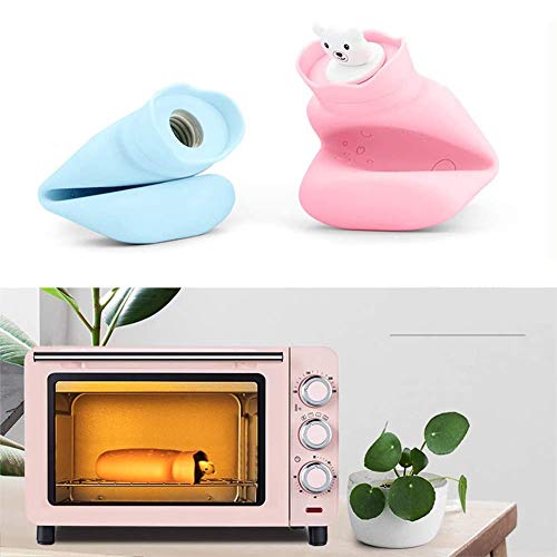 Calefacción Botellas de Agua Caliente con Fundas Tejidas Seguro Duradero Portátil Gel de Sílice Oso Calentadores de Manos Invierno Cálido Navideños Regalo Proteccion (Color : Pink)