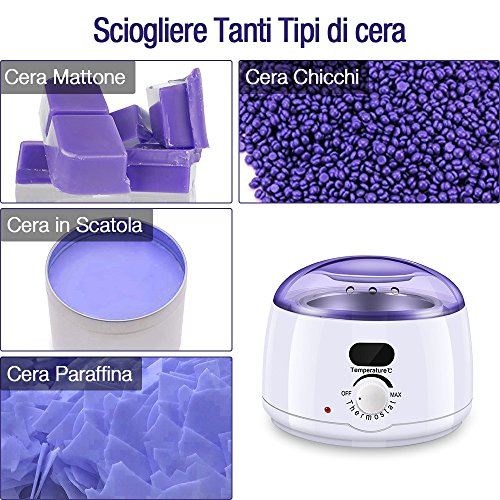 Calentador de Cera Electrico, LOFTER Máquina de Cera Caliente Depilacion Profesional Wax Warmer Kit de Cera Depilacion para Mujer y Hombre con 10 Paquetes Perlas de Cera Depilatoria