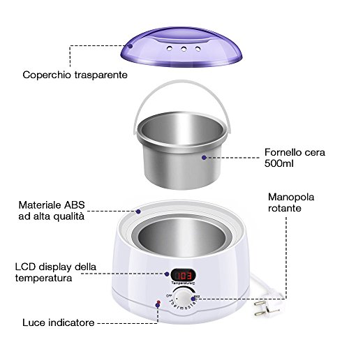 Calentador de Cera Electrico, LOFTER Máquina de Cera Caliente Depilacion Profesional Wax Warmer Kit de Cera Depilacion para Mujer y Hombre con 10 Paquetes Perlas de Cera Depilatoria