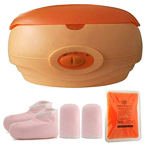 Calentador de parafina baño Cera de parafina Calentar Rápido+una caja parafina +Juego botines aguantes Color aleatorio