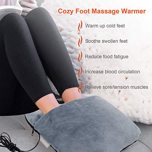 Calentador eléctrico de pies con calefacción y función de masaje de vibración, almohadilla de calentamiento rápido Fleece de franela ultra suave, para hombres y mujeres alivia el dolor