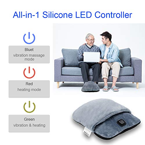 Calentador eléctrico de pies con calefacción y función de masaje de vibración, almohadilla de calentamiento rápido Fleece de franela ultra suave, para hombres y mujeres alivia el dolor