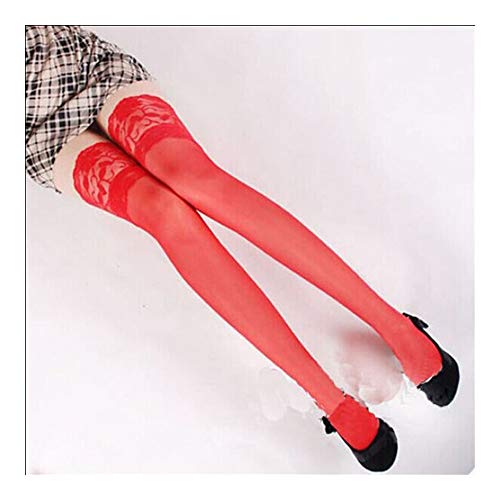 Caliente 1 par atractivo sólido medias de las mujeres de la ropa interior de los pijamas del mono señoras de las polainas atractivas del cordón de Permanencia de alta del muslo medias de las medias