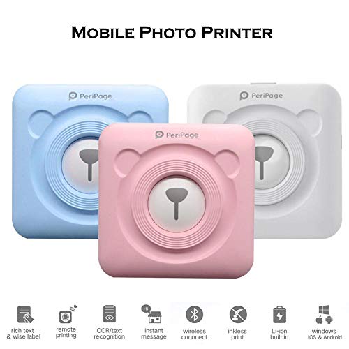 Calistouk Impresora térmica inalámbrica pequeña Bluetooth Impresora fotográfica móvil para teléfonos