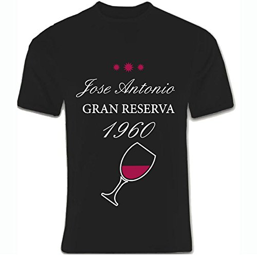 Calledelregalo Regalo para un Amigo o Amiga, Hermano o Hermana, Pareja. por su cumpleaños o Navidad: Camiseta 'Gran Reserva' Negra Personalizada con su Nombre y año de Nacimiento