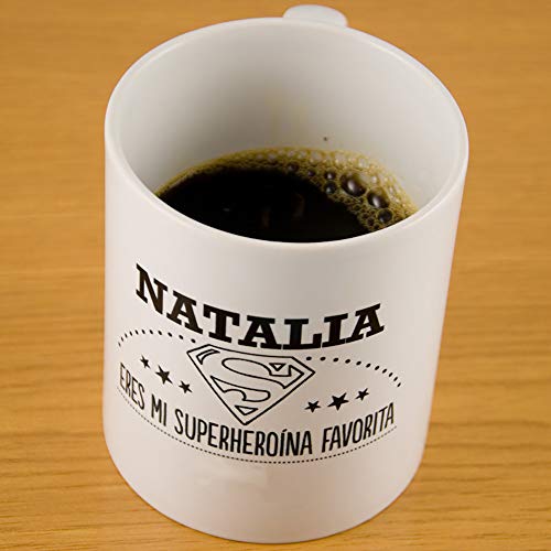 Calledelregalo Taza Personalizable para Mujeres: Taza 'Eres mi superheroína Favorita' Personalizada con su Nombre