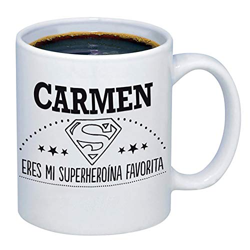 Calledelregalo Taza Personalizable para Mujeres: Taza 'Eres mi superheroína Favorita' Personalizada con su Nombre