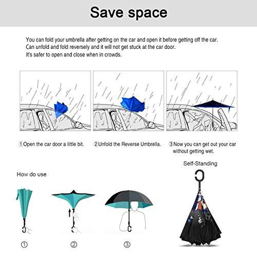 Calvin and Hobbes Goku Vs Frieza Dragon Ball Z Paraguas invertido de Doble Capa para el Reverso del Coche, Plegable, hacia Abajo con Forma de C, Ligero y Resistente al Viento, Regalo Ideal