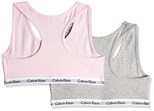 Calvin Klein 2pk Bralette Bóxer, Grey Htr/Unique 901, Large (10-12 años) para Niñas