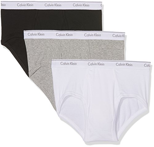 Calvin Klein 3p Brief Slip, Multicolor (Black/White/Grey Heather), Medium (Pack de 3) para Hombre