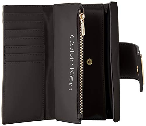 Calvin Klein - Ck Lock Lrg Trifold, Carteras de mano Mujer, Negro (BLACK), 3.5x10x19 cm (B x H T)