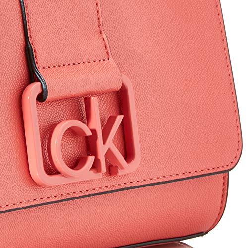 Calvin Klein - Ck Signature Conv Crossbody Md, Bolsos bandolera Mujer, Rojo (Coral), 1x1x1 cm (W x H L)
