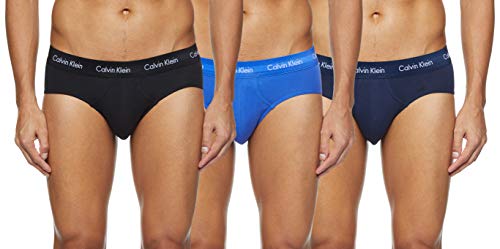 Calvin Klein Cotton Stretch-3er Tanga, Azul (Black/Blue Shadow/Cobalt Water DTM WB 4ku), Large (Pack de 3) para Hombre