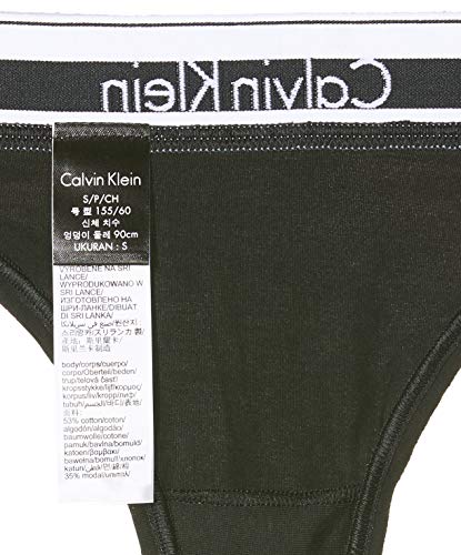 Calvin Klein Modern Cotton-Thong Tanga, Negro (BLACK/WHITE), X-Small para Mujer