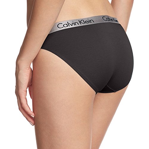 Calvin Klein Radiant Cotton-Bikini Tanga, Negro (Black 001), Small para Mujer