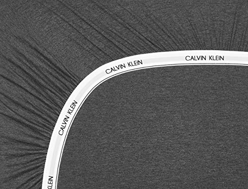 Calvin Klein S. King - Sábana Bajera Ajustable, Gris Oscuro, Matrimonio Grande
