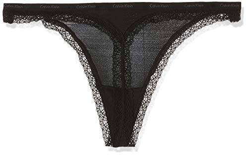 Calvin Klein Tanga, Negro (Black/Black), Medium para Mujer