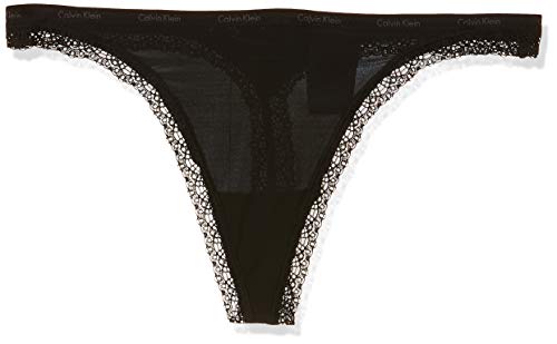 Calvin Klein Tanga, Negro (Black/Black), Medium para Mujer