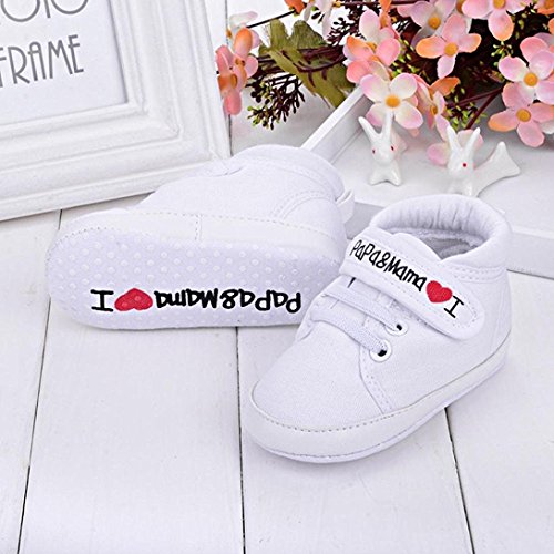 Calzado Auxma Infantil del bebé del niño de la Muchacha del Muchacho Sole Suave Zapatilla de Deporte para niños pequeños (6-12 Meses, Blanco)