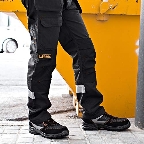 Calzado Deportivo Masculino de Seguridad con Puntera Ultraligera de Zapatos de Trabajo al Tobillo Kevlar S1P SRC 1997 Black Hammer Black Hammer (43 EU)