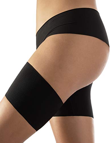 CALZITALY Bandas Antirozaduras Lisas, Previene Rozaduras, Bandas Elásticas Muslos, Curvy, | Negro, Natural | Made in Italy (C: 63-66 cm, Negro)