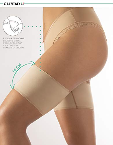 CALZITALY Bandas Antirozaduras Lisas, Previene Rozaduras, Bandas Elásticas Muslos, Curvy, | Negro, Natural | Made in Italy (F: 78-81 cm, Natural)