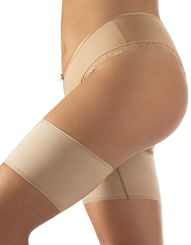 CALZITALY Bandas Antirozaduras Lisas, Previene Rozaduras, Bandas Elásticas Muslos, Curvy, | Negro, Natural | Made in Italy (F: 78-81 cm, Natural)