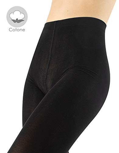 CALZITALY Leotardos Para Mujer | Medias De Algodón | 100 Den | Negro, | S, M, L, Xl | Calcetería Italiana | (S/M, Negro)