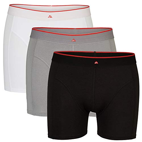 Calzoncillos Boxer de Bambú para Hombre, Pack de 3, Ropa Interior Antibacteriana y Ultra Suave, Ajustados, Comodidad Superior, Negro, Blanco, Gris, Multipack (1x Negro, 1x Blanco, 1x Gris), X-Large