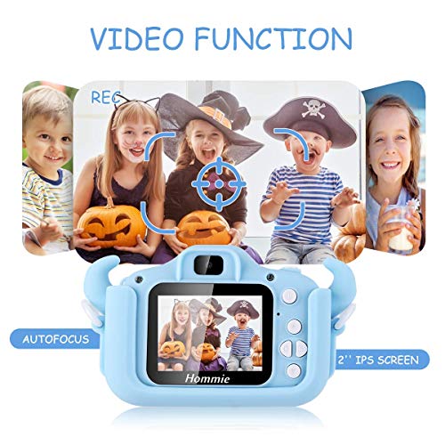 Cámara Digital para Niños, Hommie 2.0" HD Camara Fotos Niña de Doble Lente 8MP/1080p, Cámara Digitale Selfie para Niña de Tarjeta 32GB, Regalo Ideal para Niños de 3-12 Años,Cámara para Niña, Azul