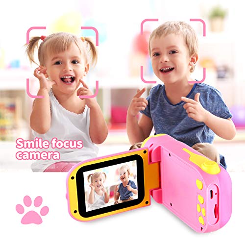 Cámara Digital para Niños Juguete para Niños Regalos Cámara De Vídeo A Prueba De Choques Pantalla HD de 2.4 Pulgadas 1080P Regalos Tarjeta TF de 32GB Regalos para Niños y Niñas de 3 a 12 Años. (Rosa)