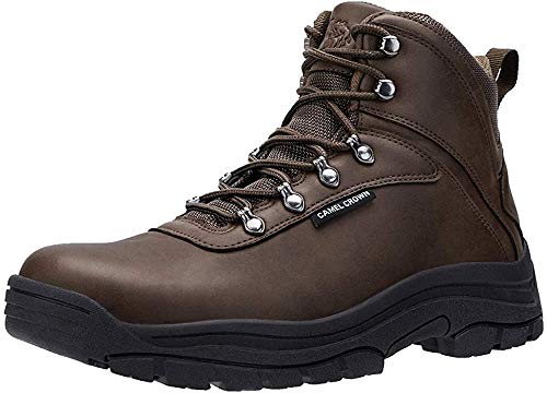 CAMEL CROWN Botas de Senderismo para Hombre Cordones Botas de Montaña Zapatos de Deporte para Trabajar Trekking Caminar, Negro Marrón 40-46