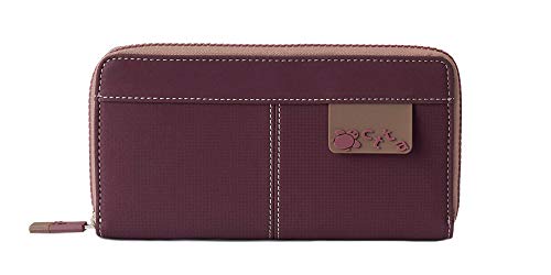 CAMINATTA Billetero De Mujer Grande Monedero Interior Tarjetero Cierre Cremallera Cartera Gran Capacidad Bolso Mano Portamonedas Sintético 10X19X2.5 (Burdeos)