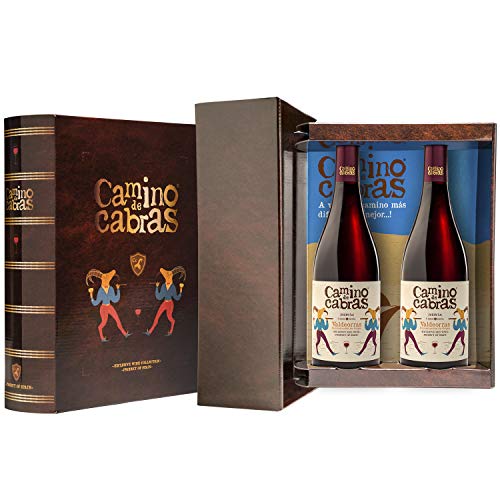 CAMINO DE CABRAS Estuche regalo – Producto Gourmet – Vino tinto – Mencía D.O. Valdeorras - Vino bueno para regalo - Caja de vino - Vino Premium - 2 botellas x 75cl