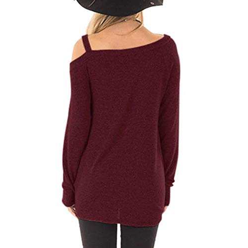 Camiseta Blusa de Manga Larga con Cuello Redondo para Mujer Blusas de Fiesta Camisetas Mujer Originales Jerseys Suéter Otoño Invierno