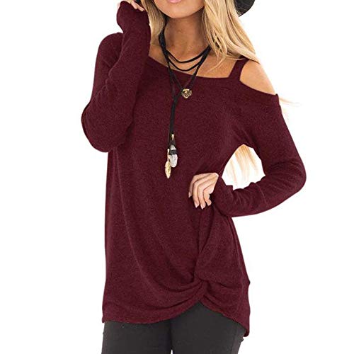 Camiseta Blusa de Manga Larga con Cuello Redondo para Mujer Blusas de Fiesta Camisetas Mujer Originales Jerseys Suéter Otoño Invierno