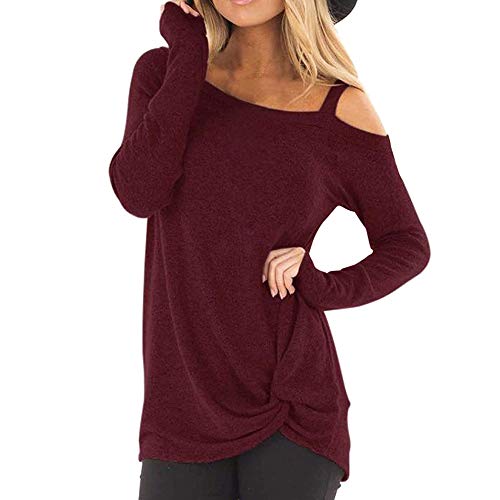 Camiseta Blusa de Manga Larga con Cuello Redondo para Mujer Blusas de Fiesta Camisetas Mujer Originales Jerseys Suéter Otoño Invierno