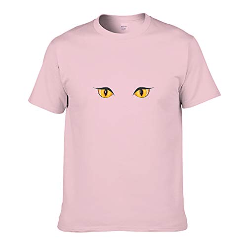 Camiseta de algodón con diseño de ojos de gato para mujer rosa M
